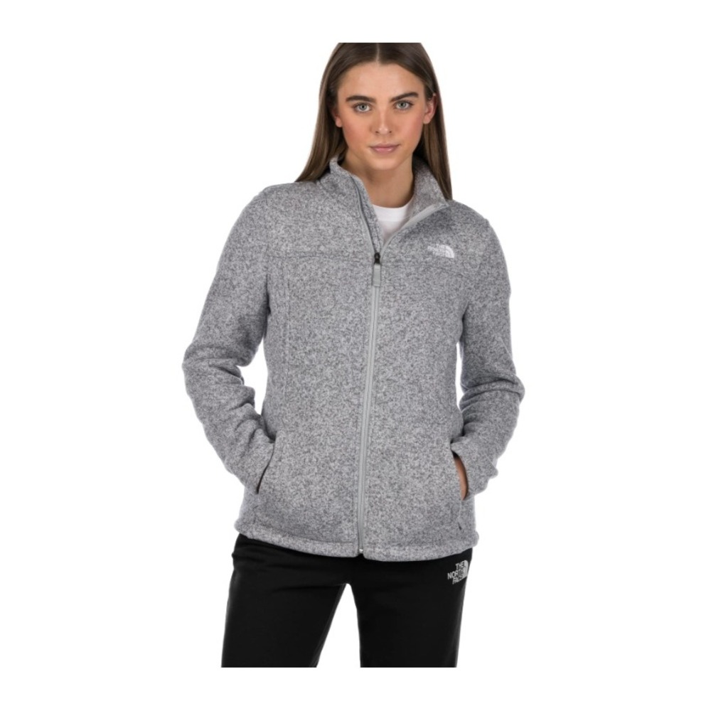The North Face Maggy Sweater Fleece Jacket Full Zip Mock Neck Heather Gray XL